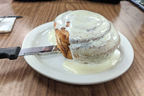 Cinnamon roll from the Snooty Fox Cafe in Orange County, California